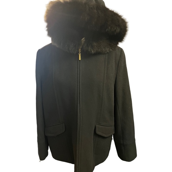 Preston & York Wool Coat with Genuine Fox Fur Trim - Picture 1 of 8